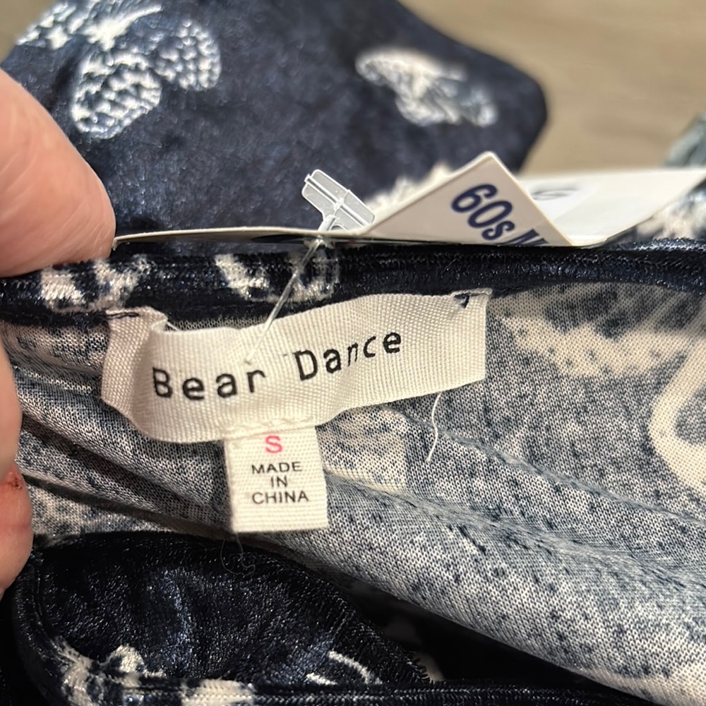 Bear Dance velvet Blue and White Bodycon Mini Dress - Picture 2 of 5